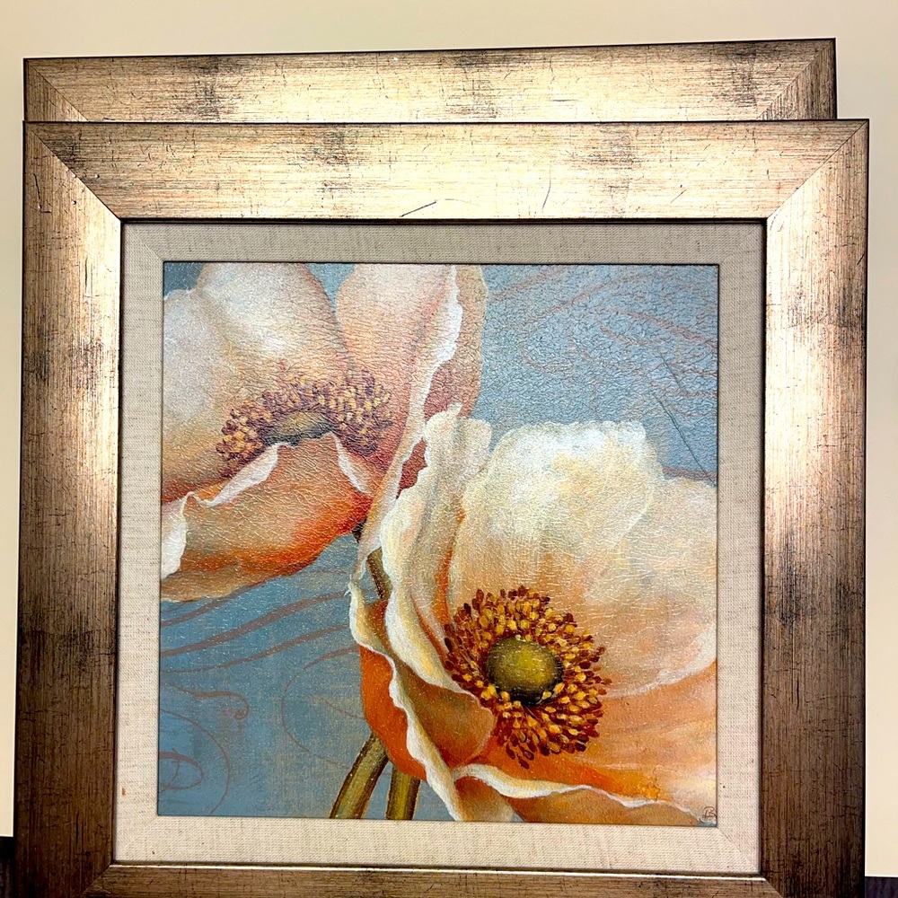 Windflower Picture in brushes chrome frame (set of 2)